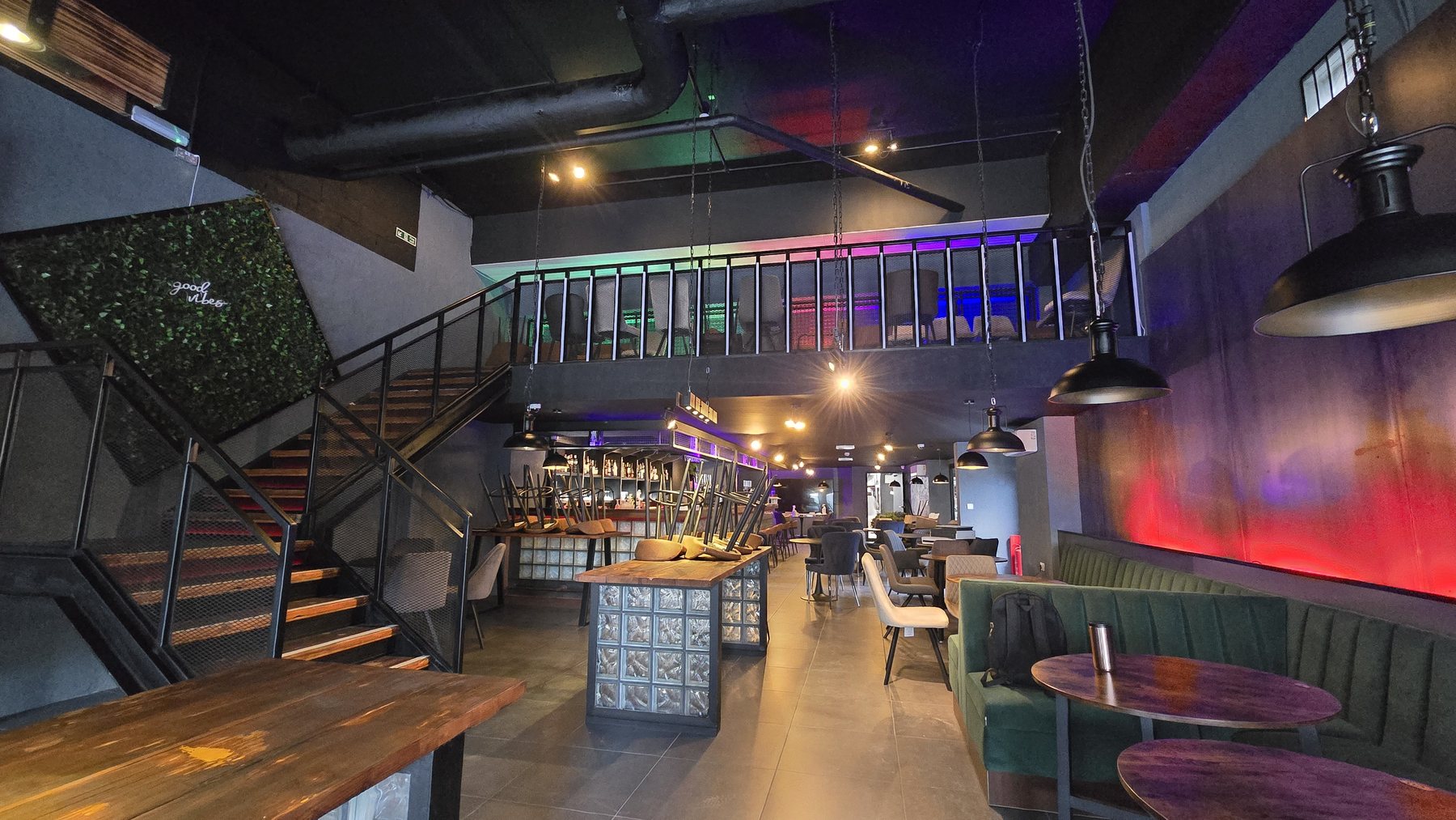 Ground floor bar with mezzanine seating above